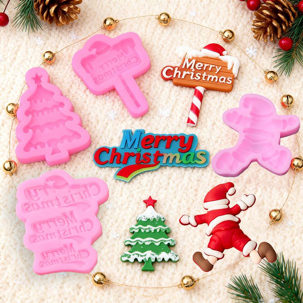 2025 Christmas Cartoon Snowman Tree Merry Christmas Silicone Cake Mold