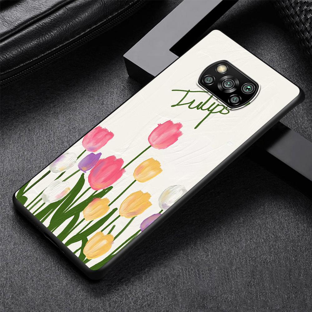 Art Retro Oil Painting Flowers Phone Case for Xiaomi Poco X3 NFC M3 X4 Pocophone F1 M4 Pro F3 GT Soft Silicone Black Cover Shell