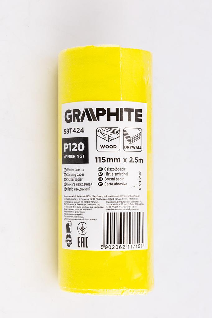 Papier ścierny żółty w rolce 2,5 m x 115 mm, P120