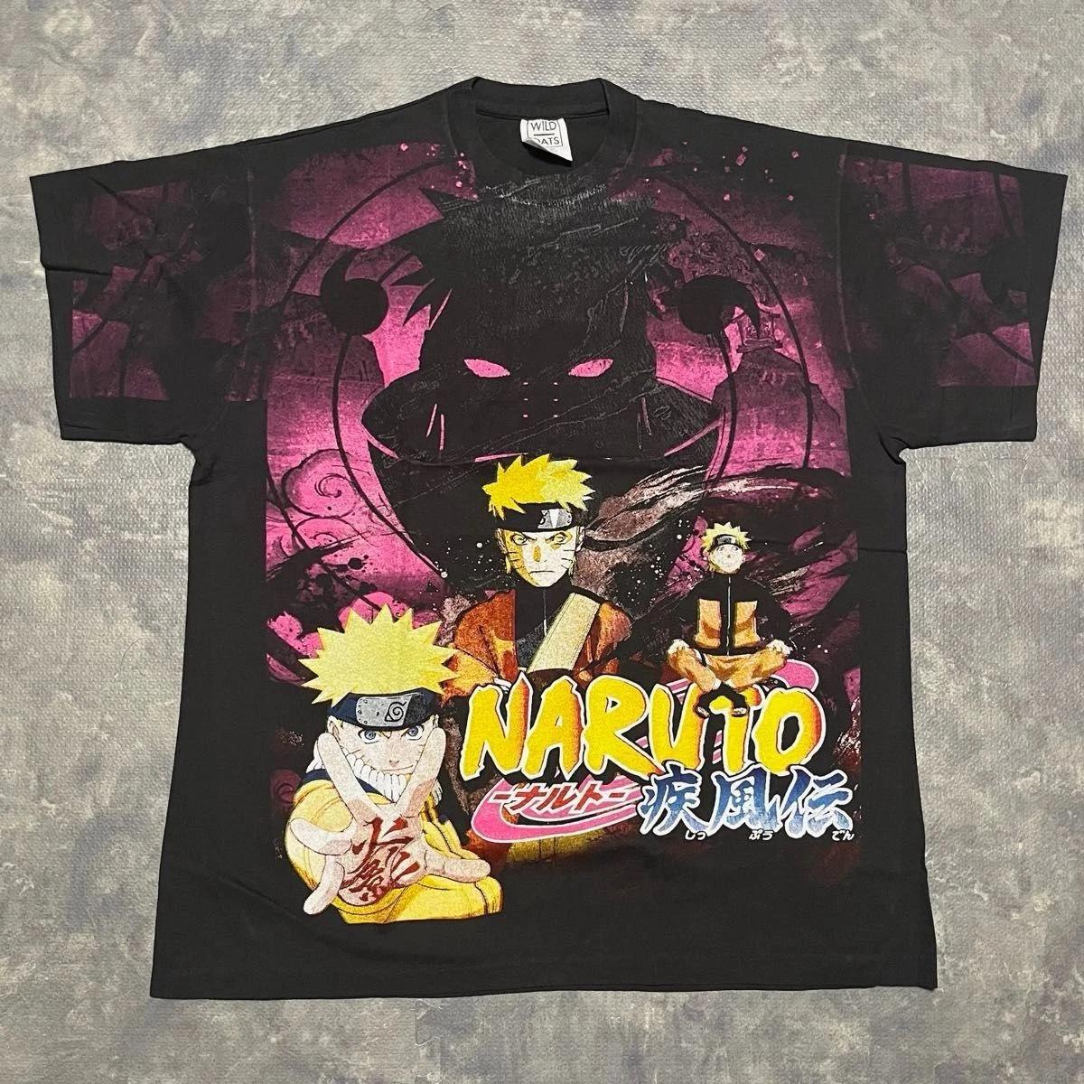 Naruto Shippuden Vintage Black T-Shirt Men s XL Double-Sided Print Anime Rare 4XL