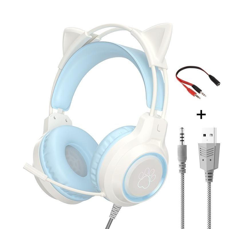 Cat Ear Luminous Wired Gaming Headset for E-Sports