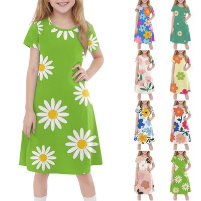 Children's Summer Short-sleeved Casual Fashion Round Neck Dress