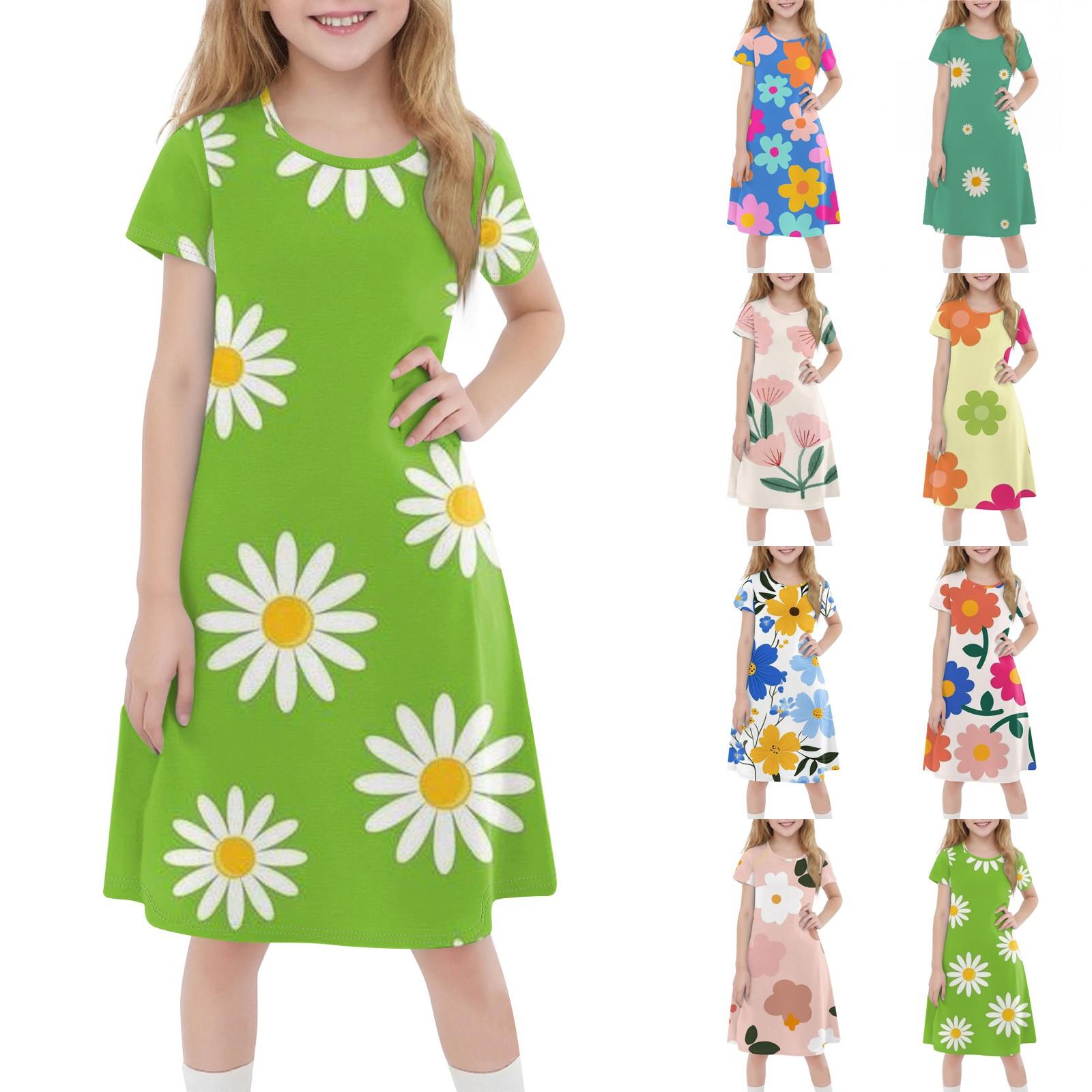 

Children s Summer Short-sleeved Casual Fashion Round Neck Dress 160 бежевий