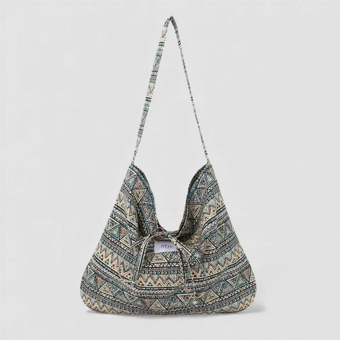 All-Season Oxford Graphic Shoulder Bag _ [Aztec Blue]
