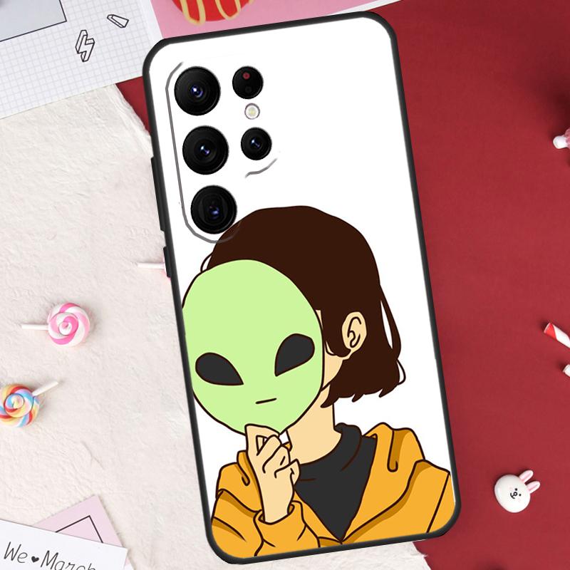 Alien Kawaii Art Case For Samsung Galaxy S24 FE S20 FE S21 S22 S23 S25 S26 Ultra S10 Plus S25 FE Cover Shell