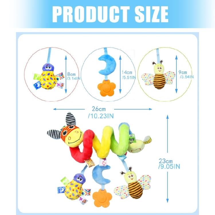 Cartoon Plush Bed Bell Crib Mobile Colorful Animal Spirals Activity Toy for Baby Sensory Visual Auditory Development