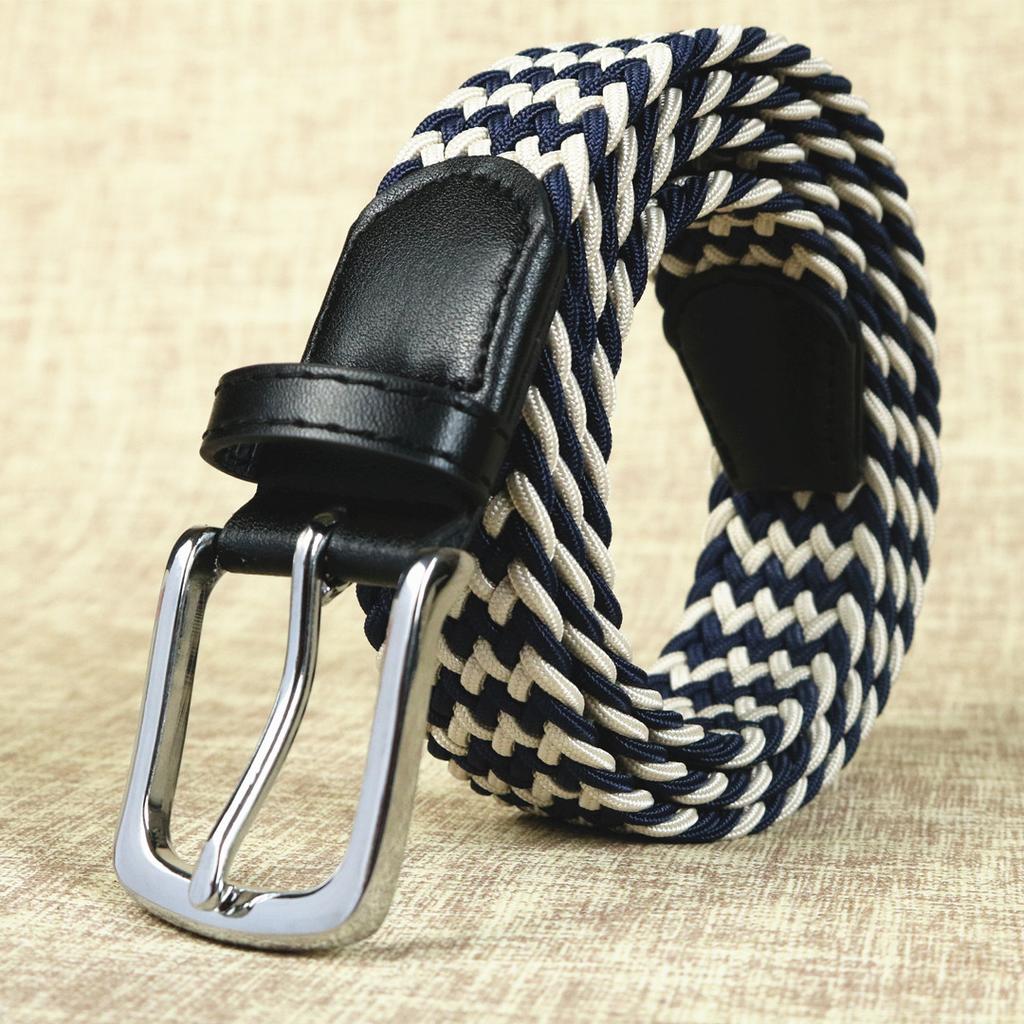 Premium Braided Belt Casual Men'S Belt Pin Buckle Elastic Canvas Elastic Belt Women'S Belt
