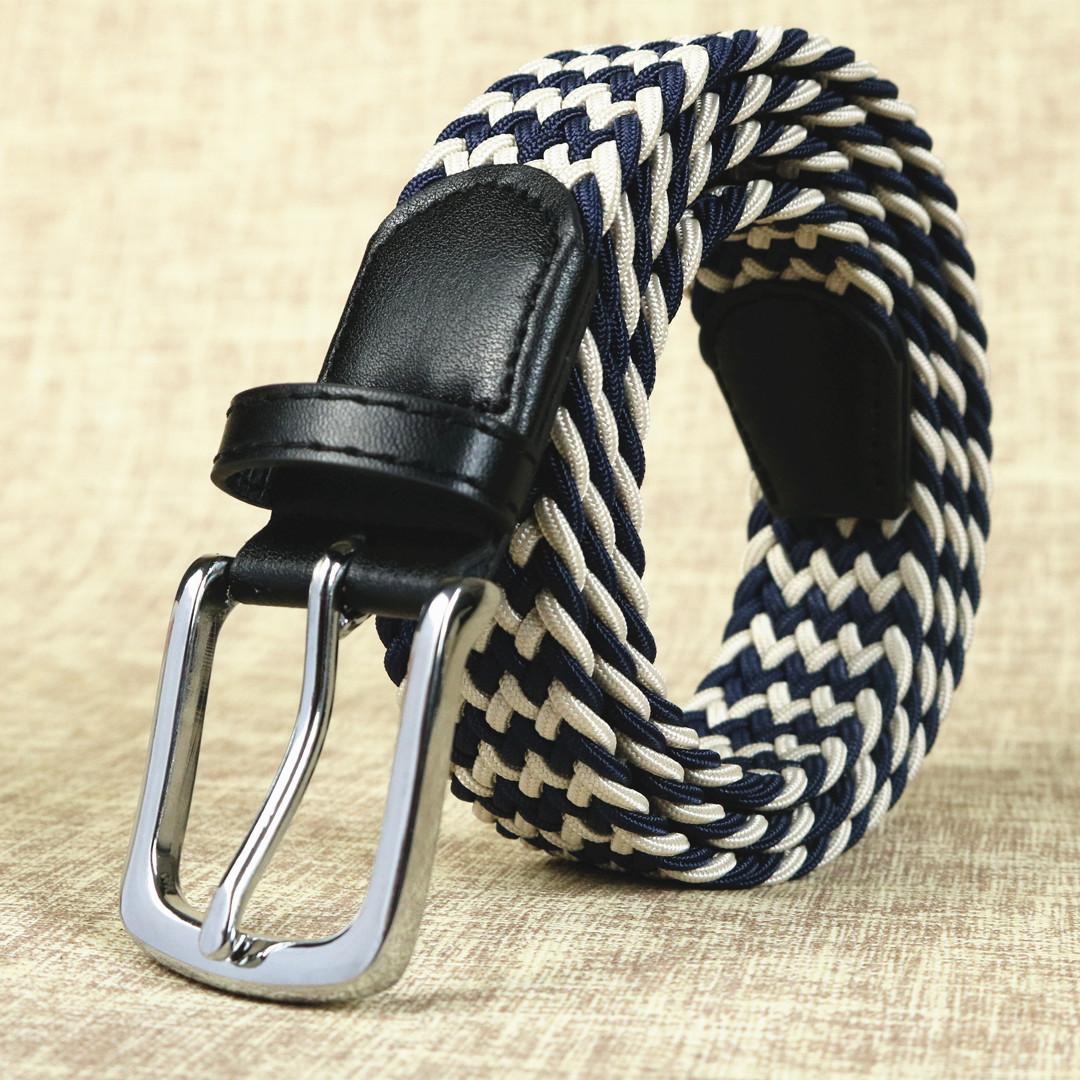 Premium Gevlochten Riem Casual Herenriem Gesp Elastisch Canvas Elastische Riem Damesriem 105cm black