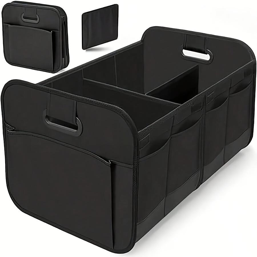 Car Trunk Storage Box with Reinforced Handles, Foldable Multi-Compartment Design, Made of Foldable Oxford Polyester, Suitable for Any Car, SUV