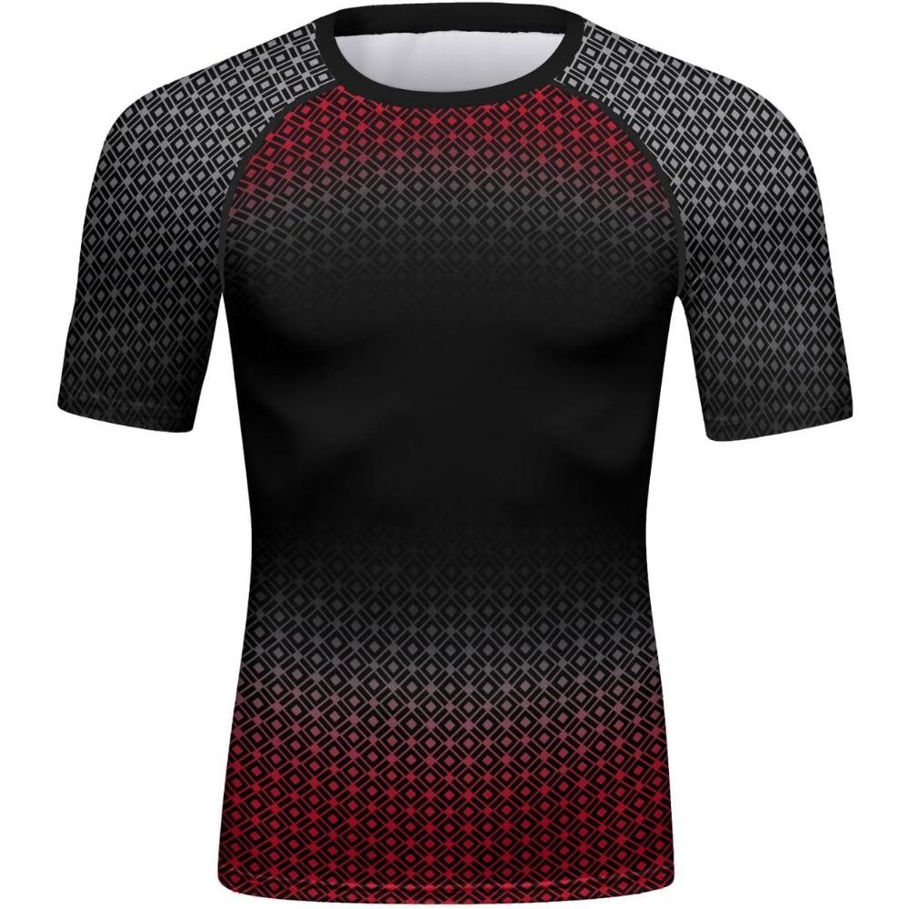 Red Plume Mens 3D Digital Printing Short Sleeve T-Shirt Outdoor Running Yoga Fitness Tight Shirt for Men