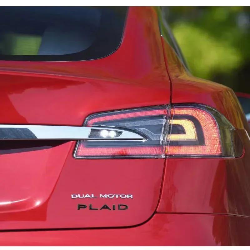 Plaid Logo Stickers for Tesla Model 3 S X Y ABS Zinc Alloy Decals PLAID Badge Version Performance Trunk Emblem Car Decoration