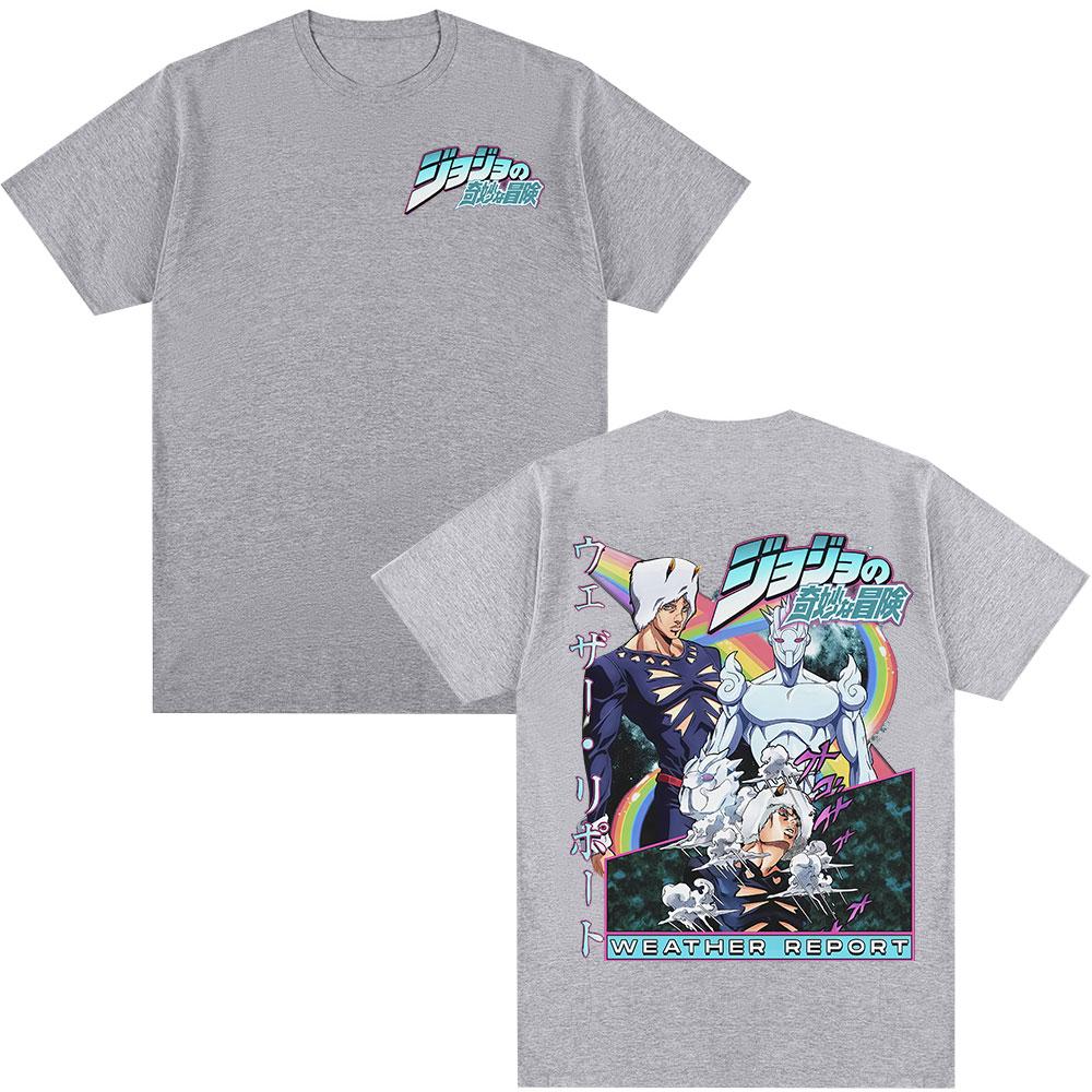 Anime JoJo Bizarre Adventure Tshirt Weather Report Graphic Tshirts Men Women Fashion Casual Short Sleeve Tshirt Streetwear