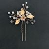 1 Zestaw spinki do włosów z kwiatem perłowym Zestawy grzebieni do włosów dla panny młodej Ślubne akcesoria do włosów Tiarki ze stopu ze złotym liściem Spinka do włosów księżniczki Modna biżuteria