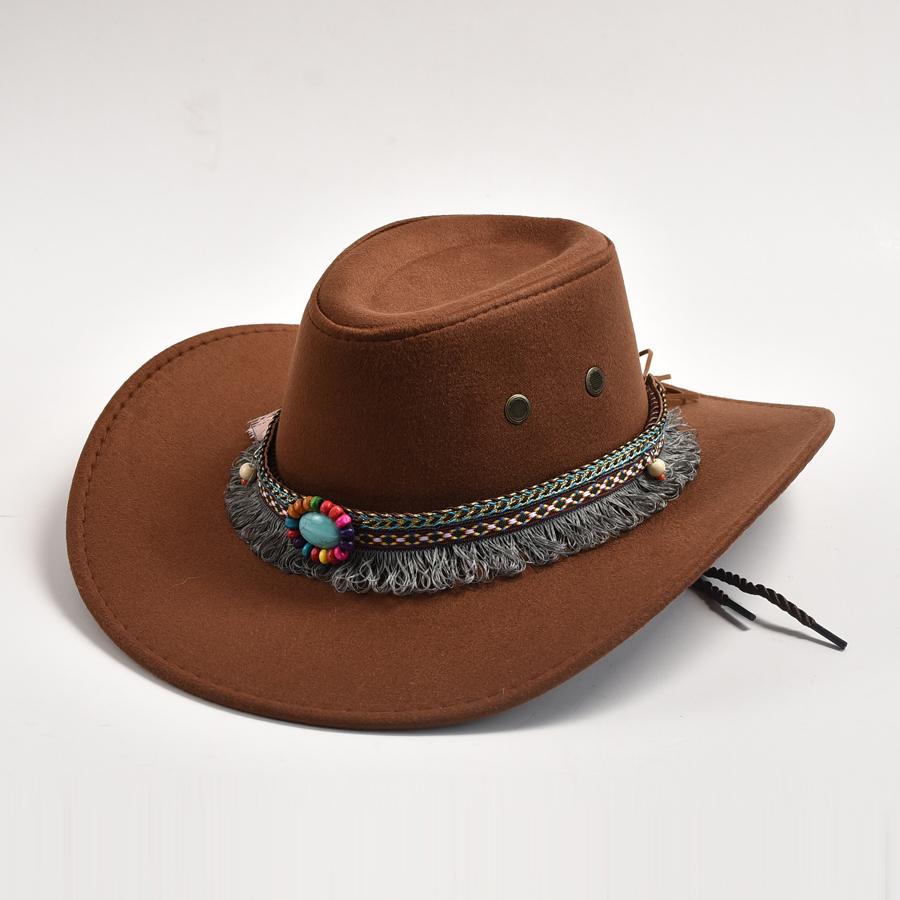 Nouă pălărie de cowboy occidentală din piele de căprioară artificială pentru bărbați, femei, domn, cowgirl, căciulă de jazz, Sombrero Hombre