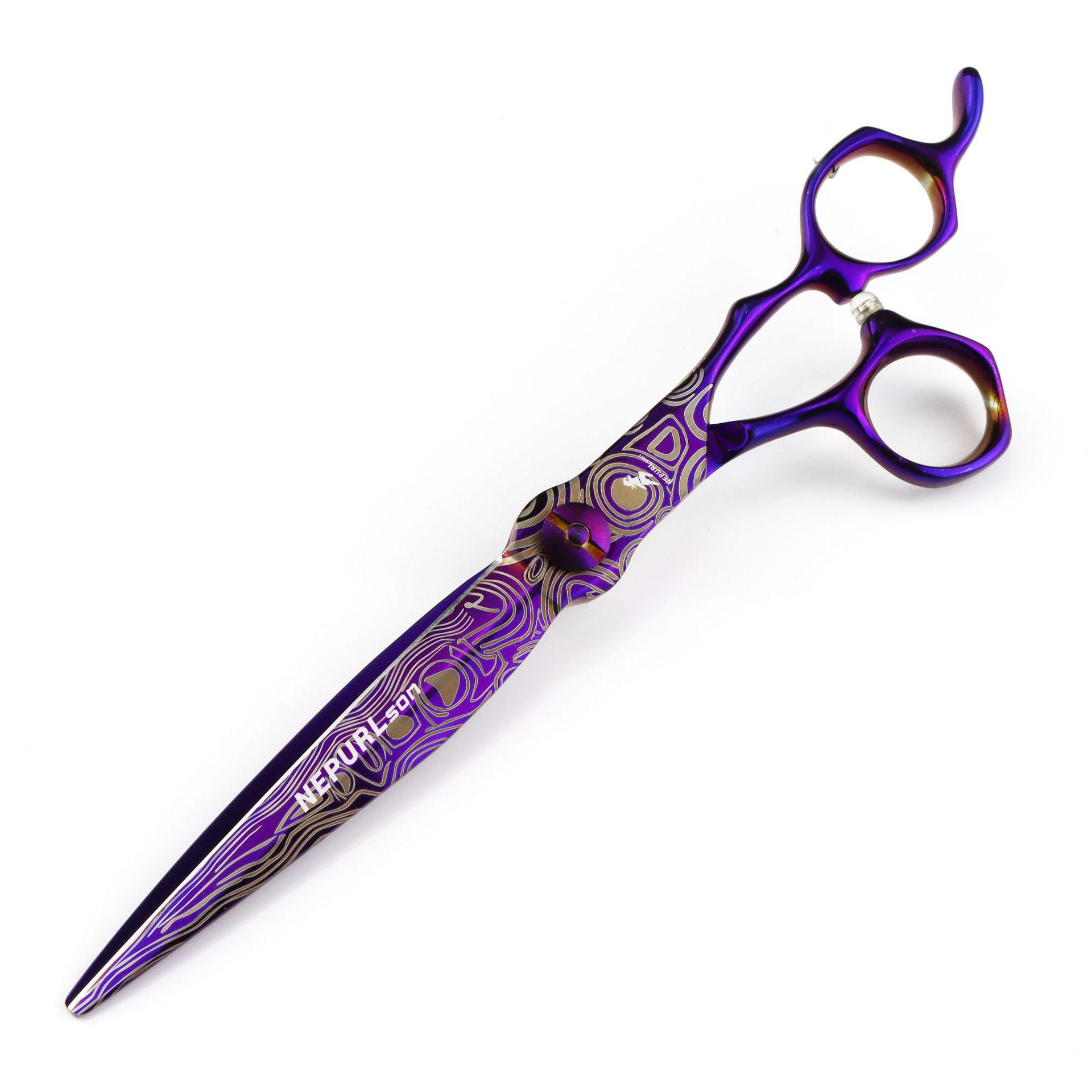 7.0 Purple Damascus Steel Hairdressing Scissors & Thinning Shears