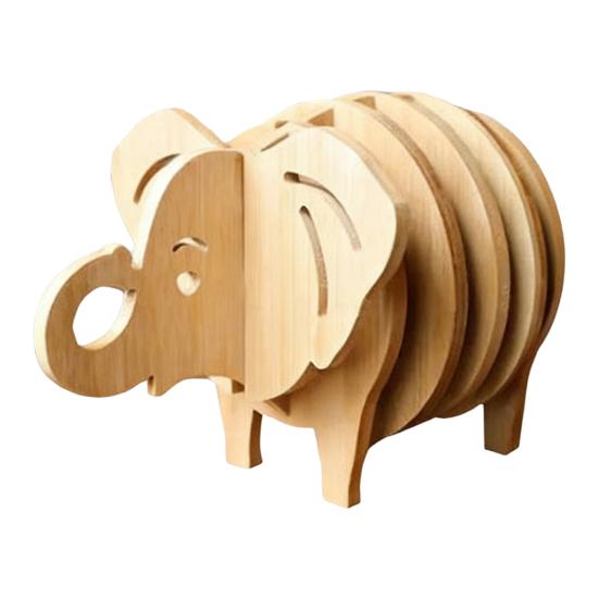 Wooden Trivet Coaster Set Creative Animal-Shaped Heat-Resistant Placemats for Cups Pots Stackable Versatile Desk Decor for Home Kitchen Outdoor Dining
