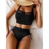Damen Sexy Einfarbig Netz-Patchwork Dreieck Einteiler Bikini Badeanzug