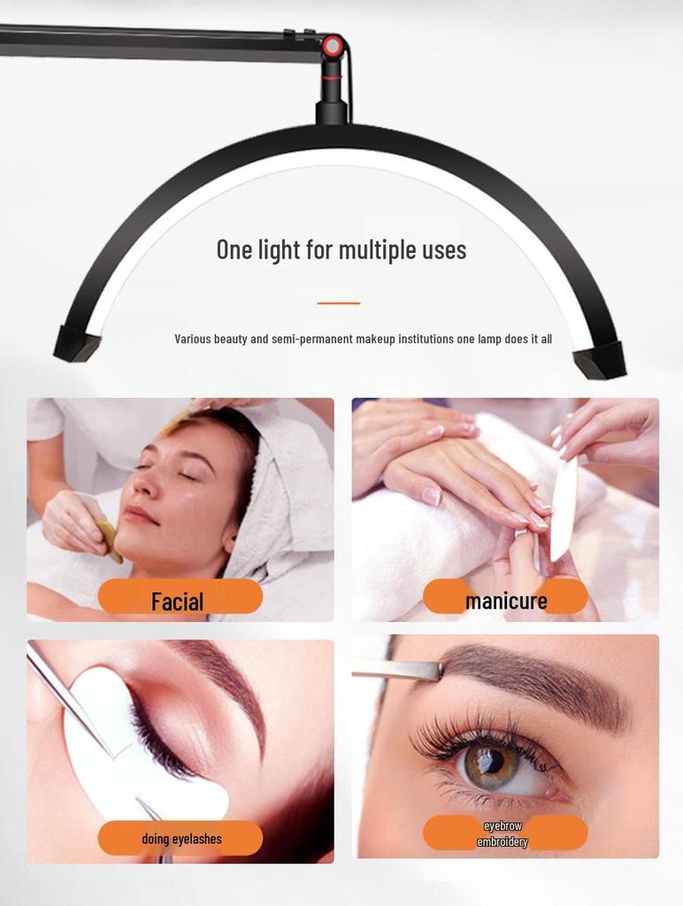 16" Half-Moon Beauty Light 20W with Articulated Arm for Nails, Microblading, Eyebrows, Eyelashes, Extensions, and U-Shaped Light