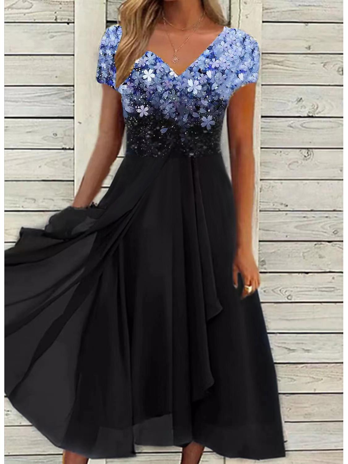 

Летнее женское городское повседневное платье из шифона с вставками, 2022 2XL