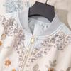 European Station Spring and Autumn Versatile Baseball Uniform Women's Jacquard Three-dimensional Relief Flower Heavy Industry Bead Short Jacket Top