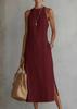 Women's Solid Color Loose Long Crew Neck Vest Fashion Casual Women's Dress