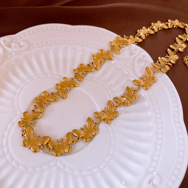 Vintage French Oval Geometric Necklace - High-End Retro Clavicle Chain