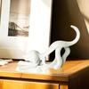 Abstract Ribbon Dog Statue White Ribbon Puppy Resin Figurine Sculpture Home Office Desktop Decoration Ornament