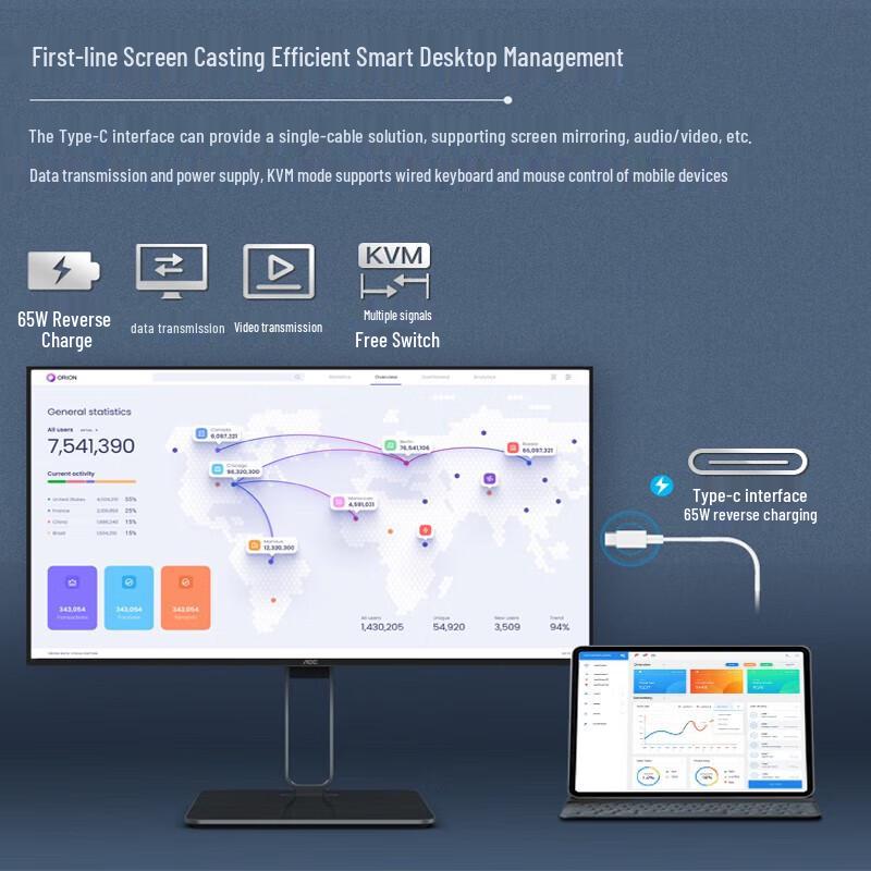 AOC U27U2 27-inch 4K UHD IPS USB-C Monitor CN Plug (adapter Included)