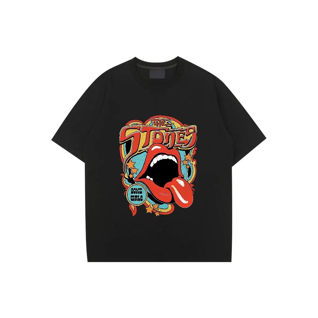 

Мужские футболки с коротким рукавом в стиле хип-хоп с принтом красной помады Y2k Creativity Высокое качество Trend Retro Summer Street Fashion Casual Tops XXXXXL чёрный