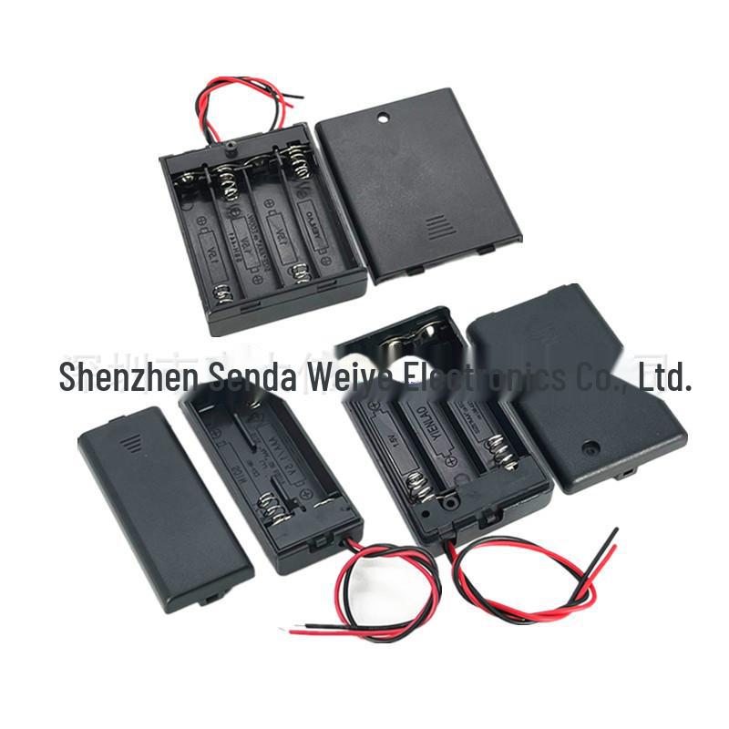 7-Slot AAA Battery Box with Cover, Switch, Side-by-Side Design, Wire & Pin