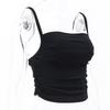 Fashionable Simple Sexy Off Shoulder Pleated Camisole Women's Summer Slim Midriff Baring Short Top
