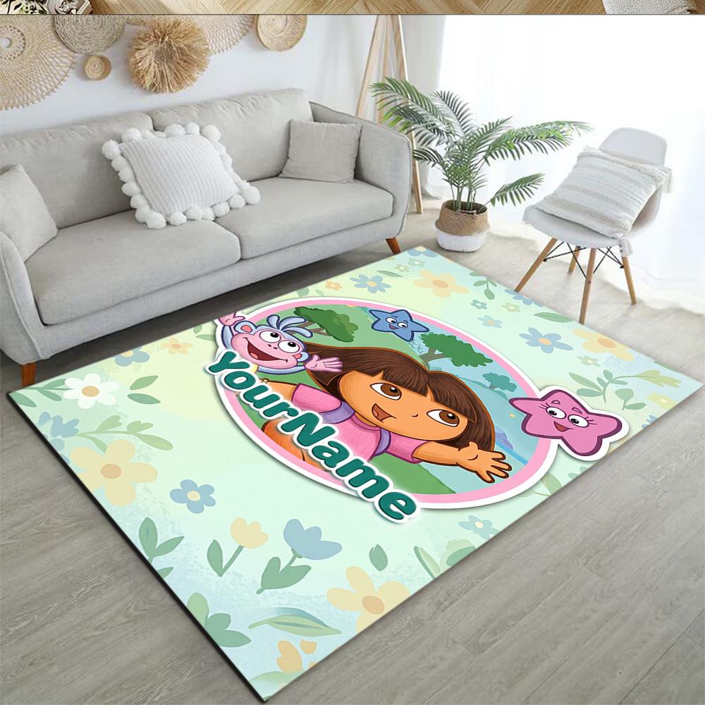 Dora Explorer Personalized Text Floor Rug Office Rug Design for Game Room Decorate room Playrooms Balcony Antislip Carpet Office home decor