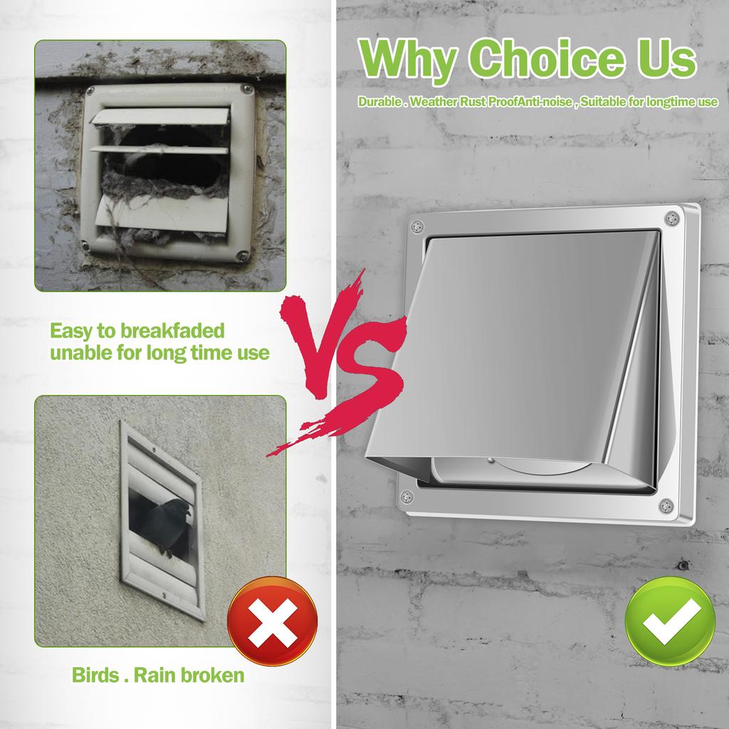 4 Inch Wall Exhaust Covers Washers Weather Proof Exterior Wall Vent Cover Dryer Vent Lint Bags Magnetic Vent Covers for Outside