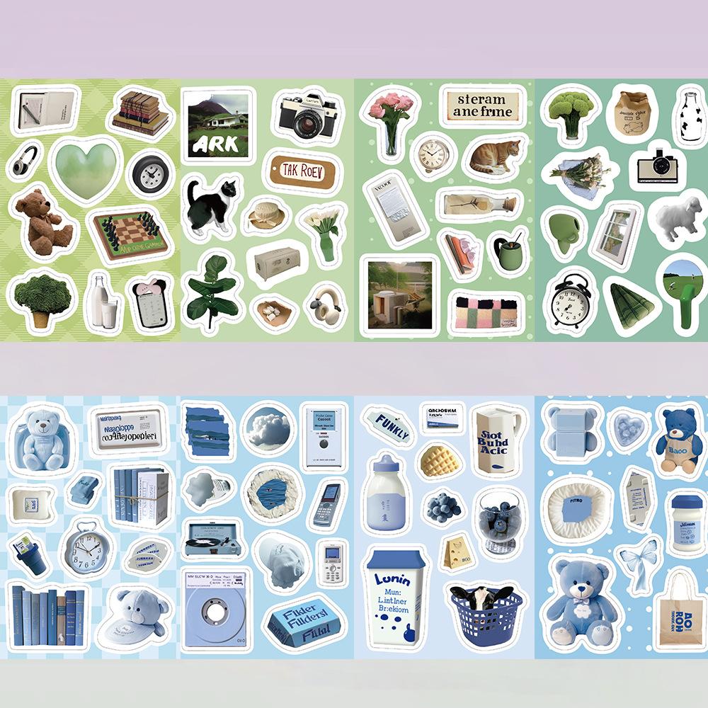 16 INS Simple Fenggu Card Collage Stickers DIY Hand Account Small Card Mobile Phone Case Decoration Korean Style