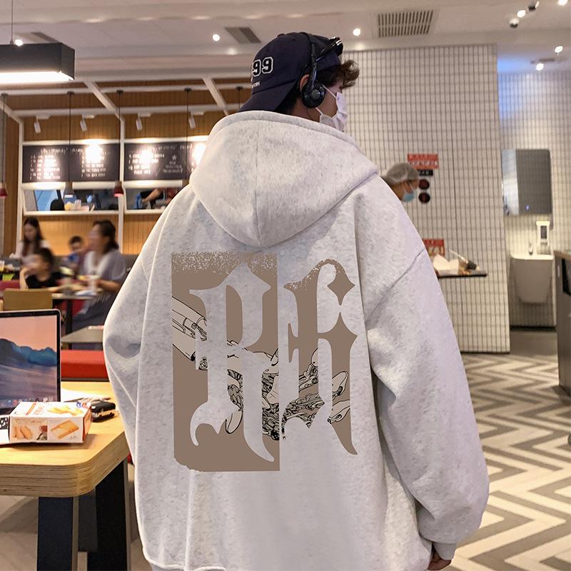 

Мужской модный бренд, осенне-зимний свитер оверсайз свободного кроя с капюшоном, американская ретро флисовая куртка на молнии XL