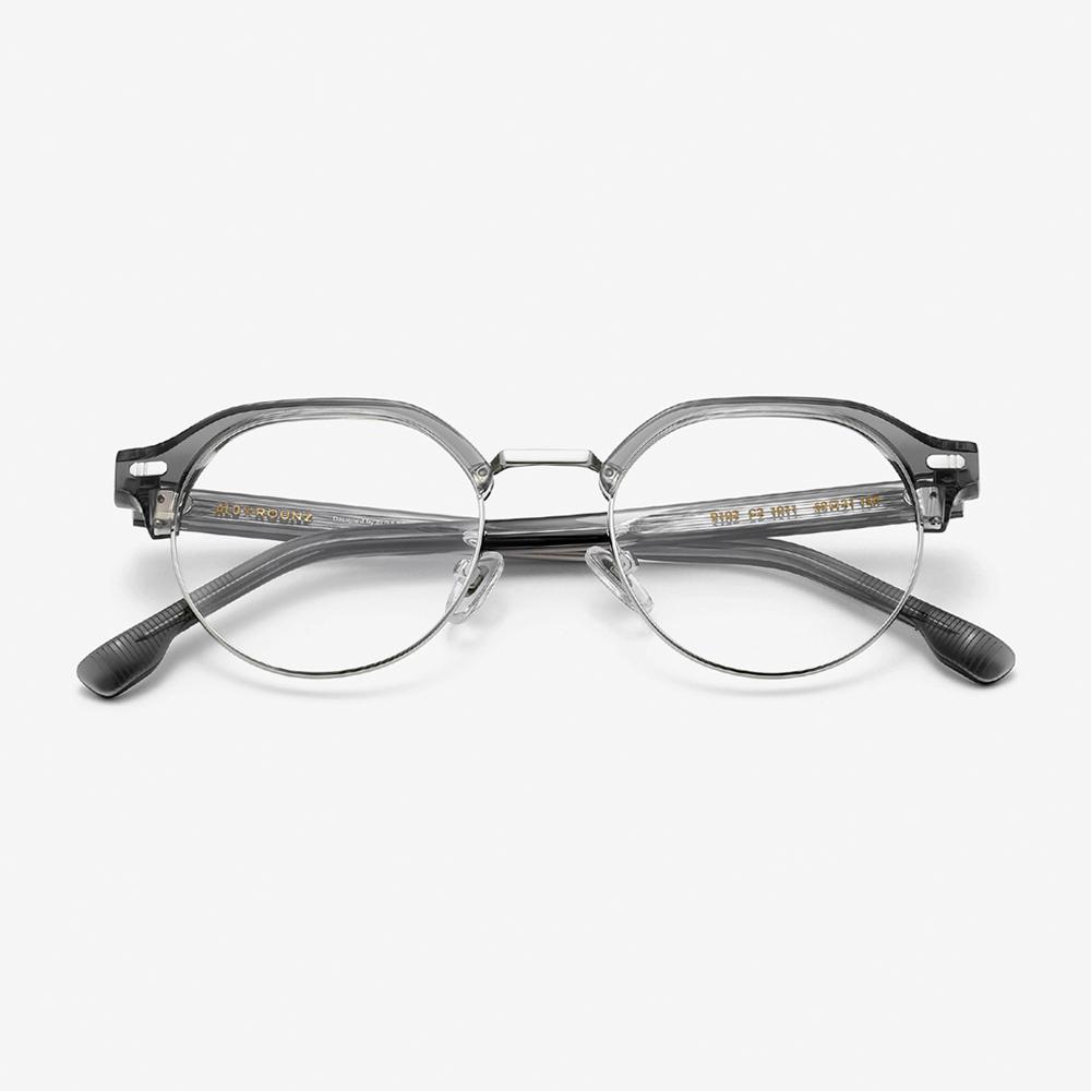 Alloaiweeo [Aloxrounz] Round Panto Browline Ara9102 C2 Gray/Silver
