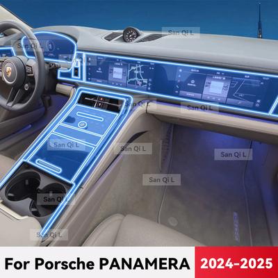 For PORSCHE Panamera 2024 2025 TPU Car Navigation Screen Film Gearbox Protective Sticker Anti-scratch Interior Accessories