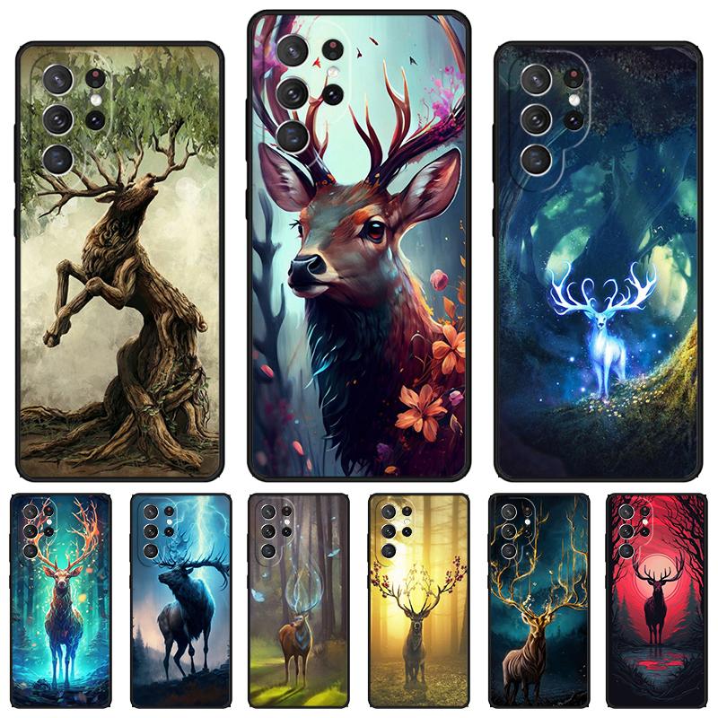 Animal Deer Art phone case For Samsung Galaxy S24 S25 S23 S22 Ultra Note 10 20 Plus S20 S21 FE Cover