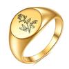 Rose Flower Temperament Ring: 12MM Stainless Steel, Mirror Finish Oval Titanium Steel Finger Ring.