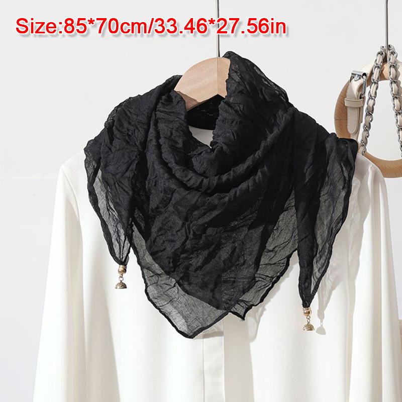 Women Scarf for Women Fashion Square Scarf Bohemian With Magnetic Buckle Casual Long Pleated Outings