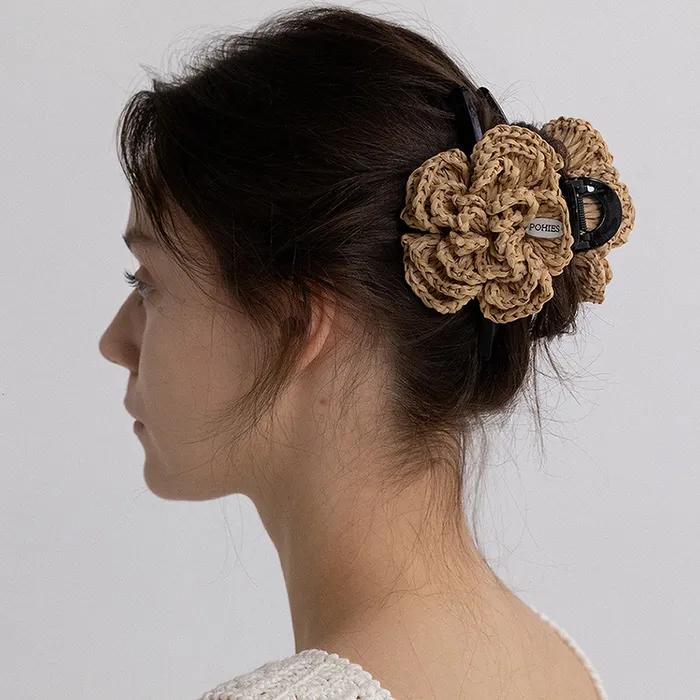 FLOWER CROCHET HAIR CLIP-2colors