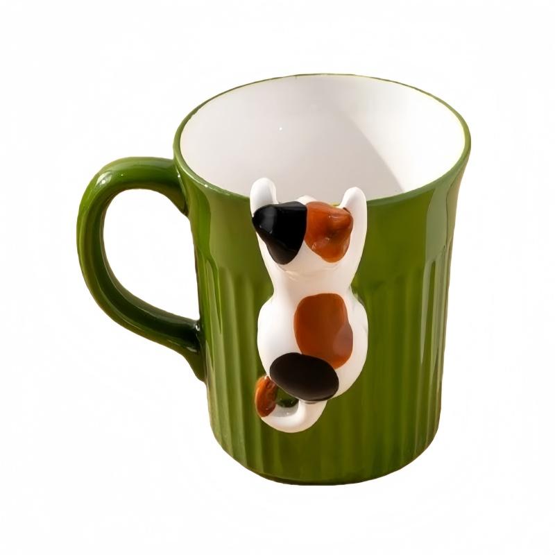 300ml Cute 3D Cat Ceramic Coffee Mug, Novelty Cartoon Cat Cup Breakfast Microwave Dishwasher Safe Couple for Home Office 300ml