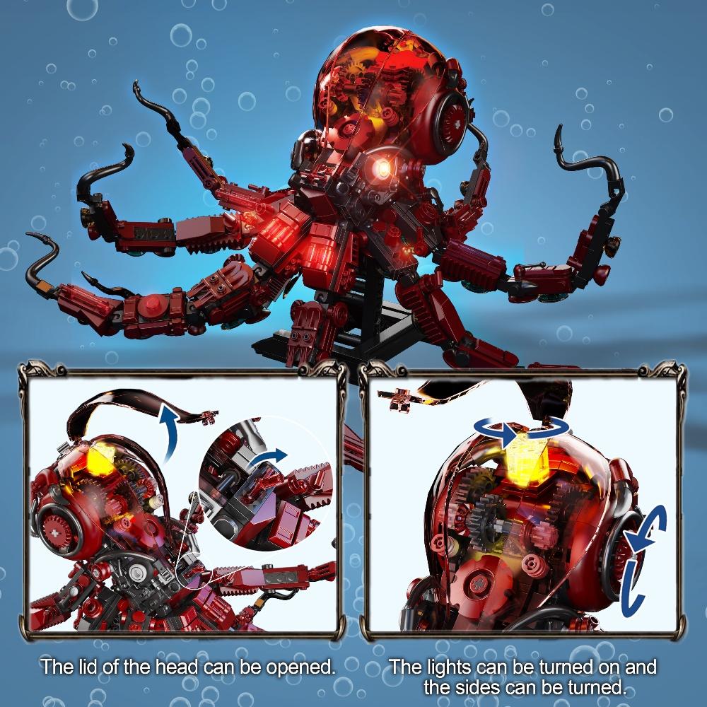 Mechanischer Oktopus Bausteine Konstruktionsset Kreative DIY Tischdekorationen für Kinder Geburtstag Weihnachtsgeschenke