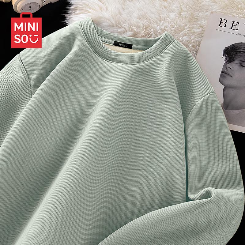 MINISO Men s Textured Loose Fit Warm Long Sleeve T-Shirt L