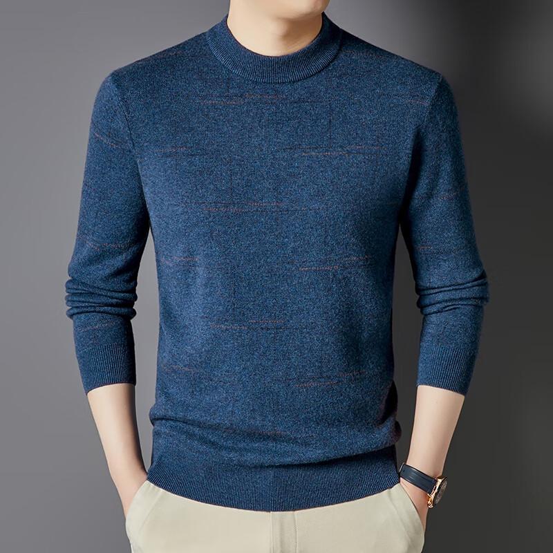 Yiliteng Men's 100% Wool Round Neck Pullover Sweater