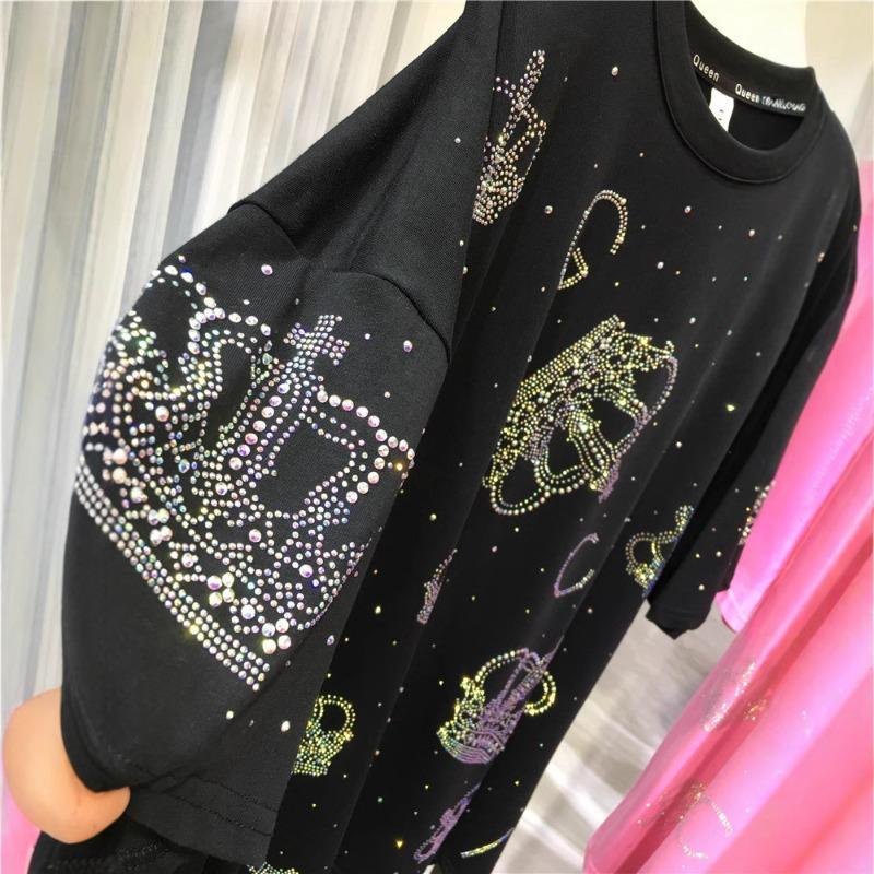 Μοναδική Μπλούζα με Σιδερένιο Τρυπάνι για Γυναίκες Μεγάλου Μεγέθους, Νέα Μπλούζα Κοντομάνικη