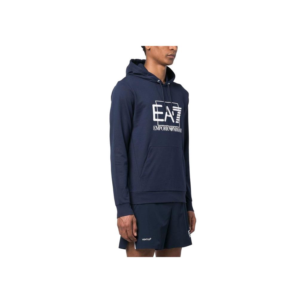 Emporio Armani EA7 SS23 Logo Print Hooded Sweatshirt Men Sweatshirt Blue 3RPM62-PJ05Z-1554
