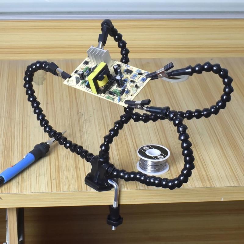 Helping Hands Soldering, Third Hand Soldering Tool with 3 Gooseneck Arms and Clips Great Addition To Soldering Station