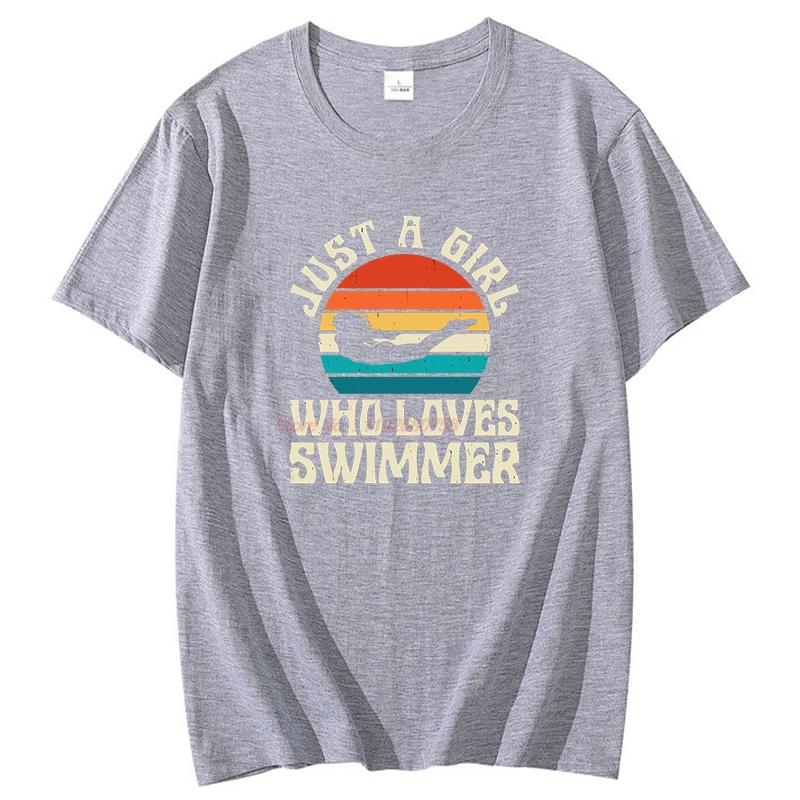 Summer Cotton Short Sleeve Tshirts Funny Swimmer Sport Vintage Swimming Graphic T Shirts Tees Tops Casual Unisex Print T Shirt