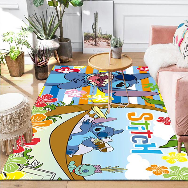 1Pc Stitch'S Tropical Adventure Rug, Office Carpet Indoor Outdoor Doormat, Non-Slip Soft, Living Room, Christmas Halloween Gift. M928607